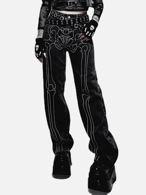 Bone Print Jeans - Anagoc
