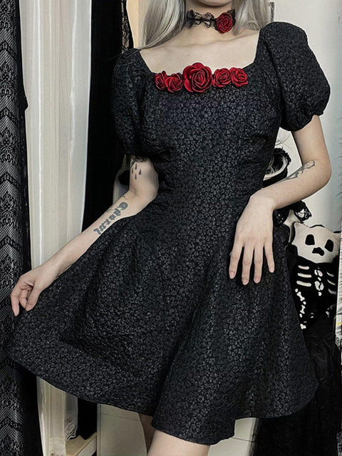Rose Stereoscopic Dress - Anagoc