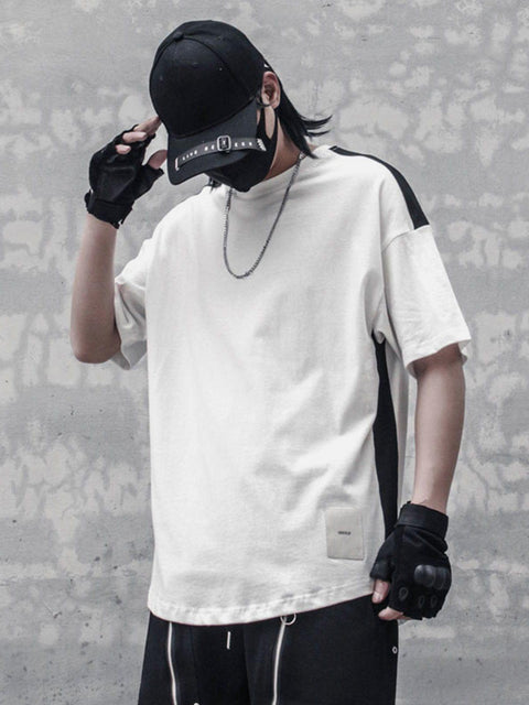Black White Patchwork Tee - Anagoc