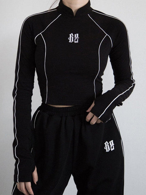 Cyberpunk Reflective Embroidery Long Sleeve T Shirt - Anagoc