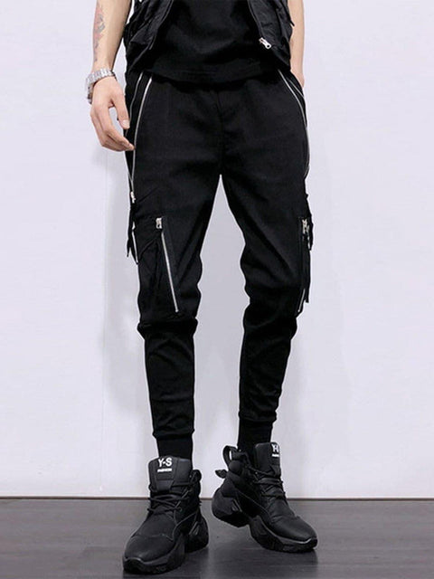 Function Double Zipper Pockets Cargo Pants - Anagoc