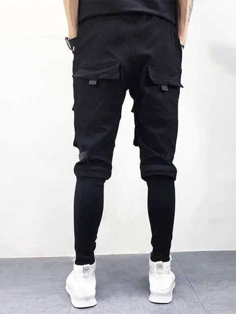 Dark Patchwork Pockets Cargo Pants - Anagoc