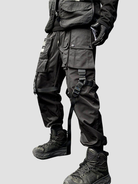 Function Multi Pockets Ribbons Pants - Anagoc