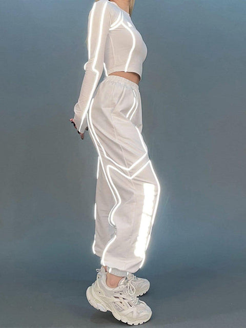 Reflective Letters Pants - Anagoc
