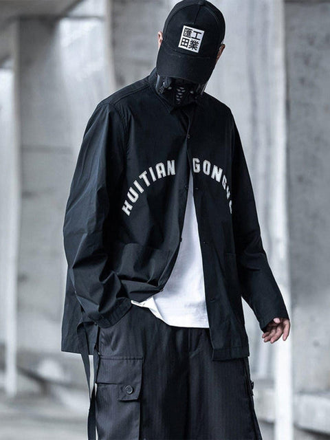 Functional Print Oversize Shirt - Anagoc