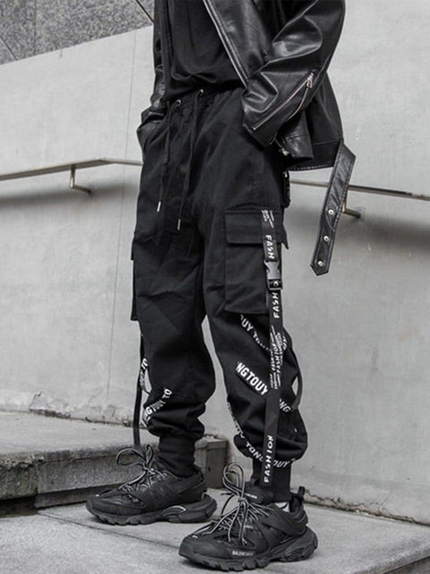 Combat Ribbons letter Cargo Pants - Anagoc