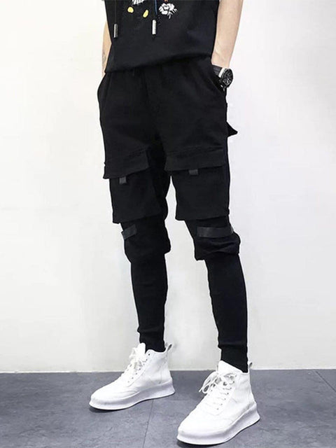 Dark Patchwork Pockets Cargo Pants - Anagoc