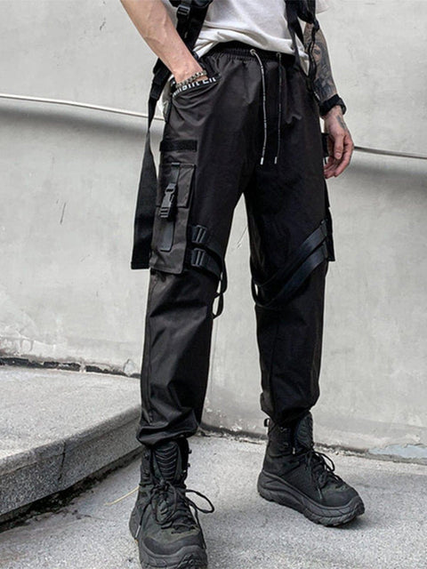 Side Ribbons Pockets Cargo Pants - Anagoc
