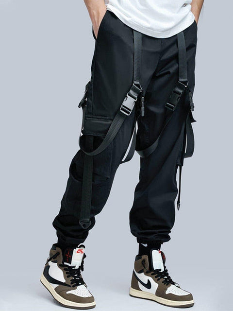 Combat Techwear Ribbons Buckle Cargo Pants - Anagoc