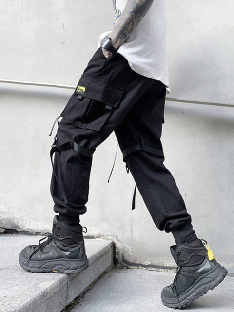Ribbons Pockets Cargo Pants - Anagoc