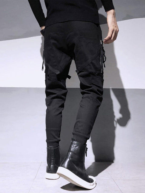 Function Irregular Zipper Patchwork Cargo Pants - Anagoc