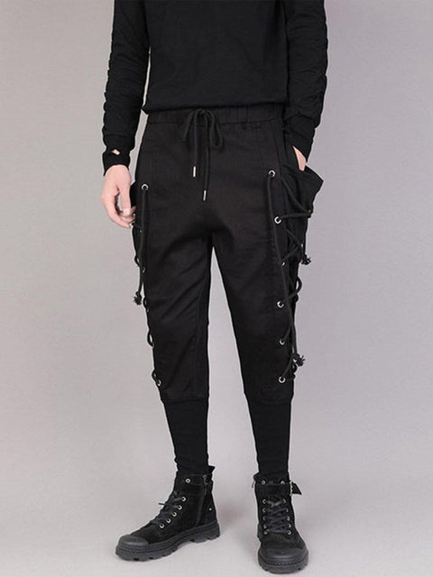 Drawstring Webbing Function Pants - Anagoc
