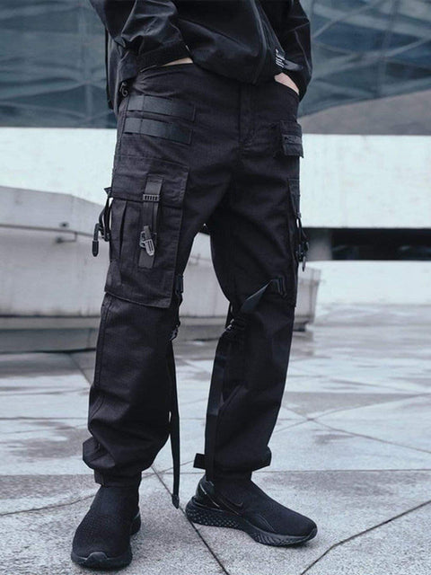 Combat Ribbons Pockets Cargo Pants - Anagoc