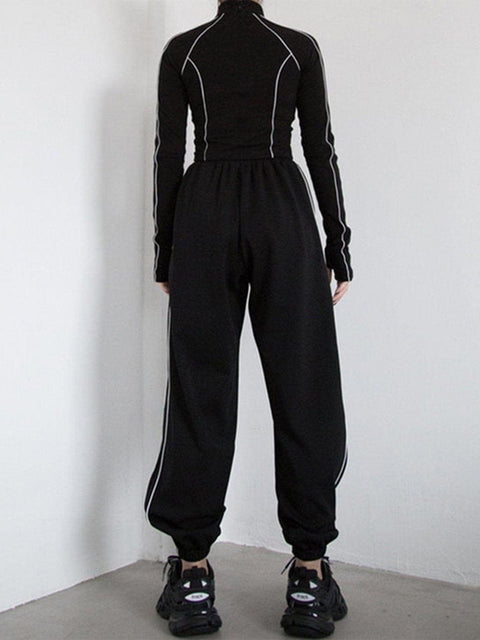 Cyberpunk Reflective Embroidery Long Sleeve T Shirt - Anagoc