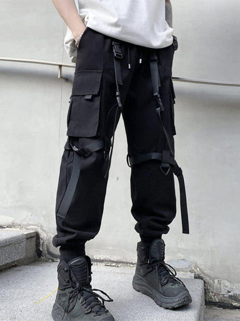 Ribbons Pockets Cargo Pants - Anagoc