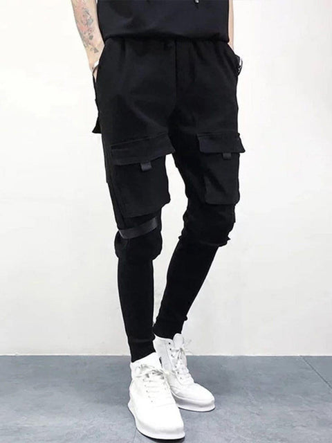 Dark Patchwork Pockets Cargo Pants - Anagoc