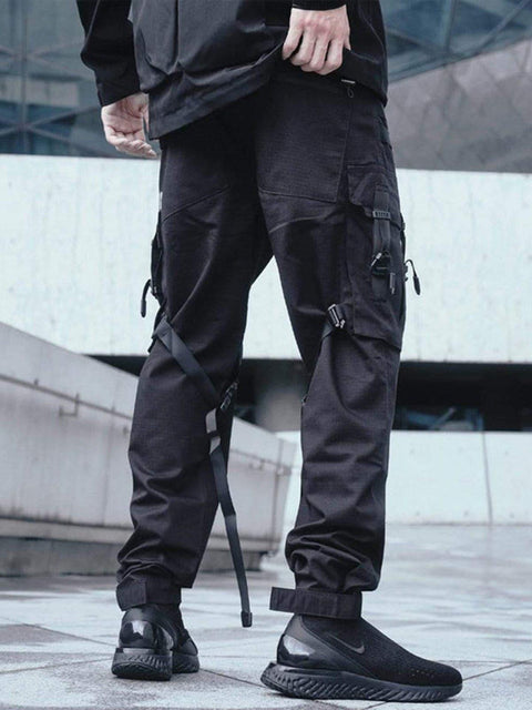 Combat Ribbons Pockets Cargo Pants - Anagoc