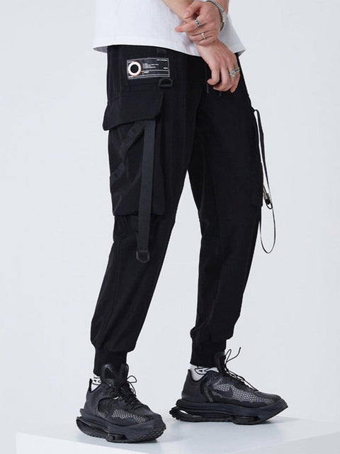 Ribbons Drawstring Function Cargo Pants - Anagoc