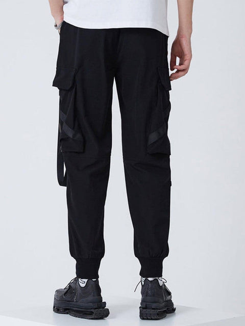 Ribbons Drawstring Function Cargo Pants - Anagoc
