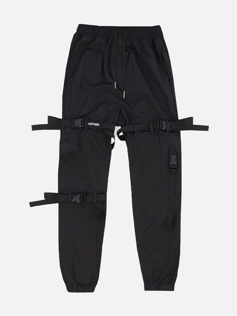 Techwear Multi Pockets Ribbons Cargo Pants - Anagoc