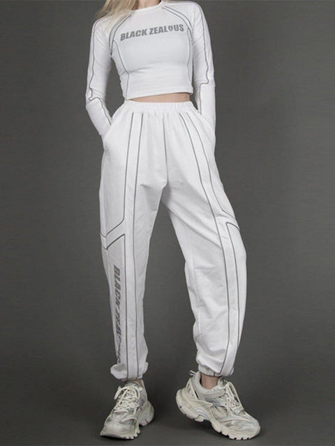 Reflective Letters Pants - Anagoc