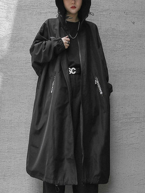 Dark Print Wizard Cloak Mid-length Oversized Jacket - Anagoc