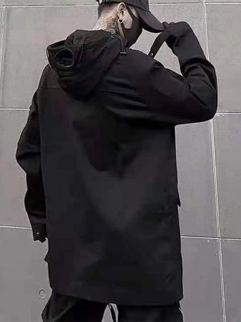 Dark Patchwork Pockets Sunglasses Jacket - Anagoc