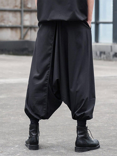 Dark Cross Crotch Oversized Pants - Anagoc