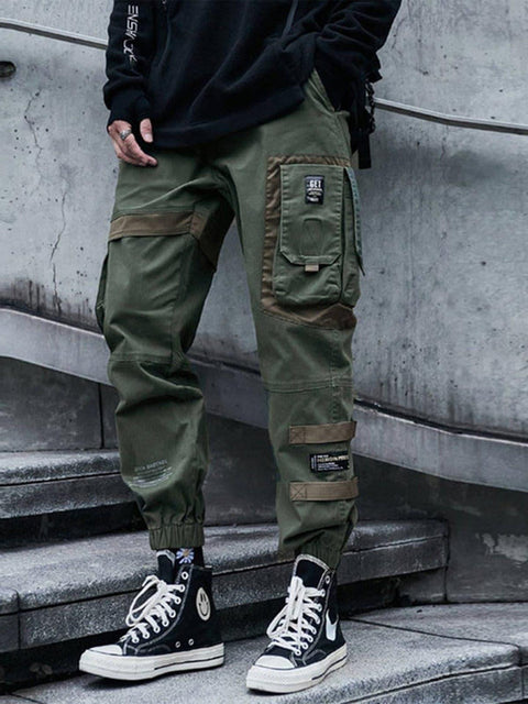 Patchwork Pockets Cargo Pants - Anagoc