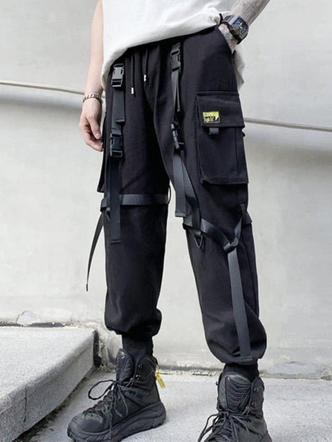 Ribbons Pockets Cargo Pants - Anagoc