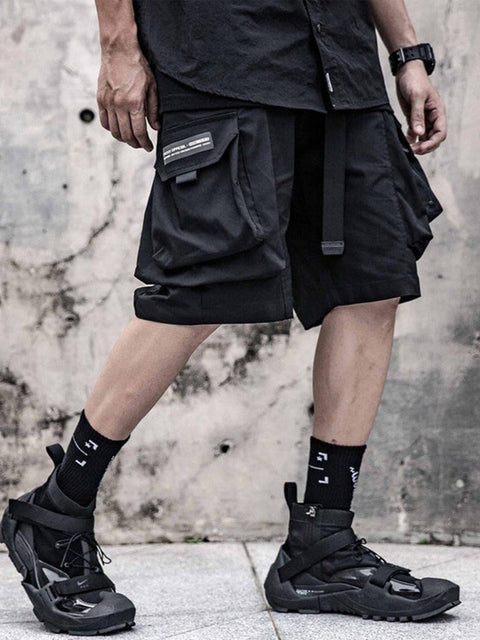 Dark Functional Big Pockets Nylon Shorts - Anagoc