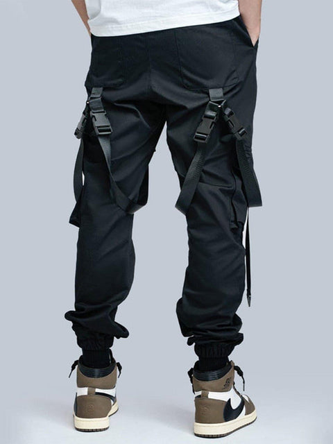 Combat Techwear Ribbons Buckle Cargo Pants - Anagoc