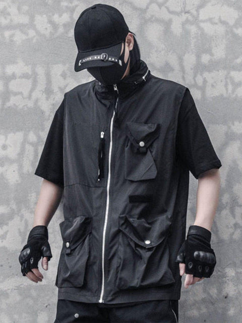 Multi Pockets Detachable Hat Tactical Vest - Anagoc