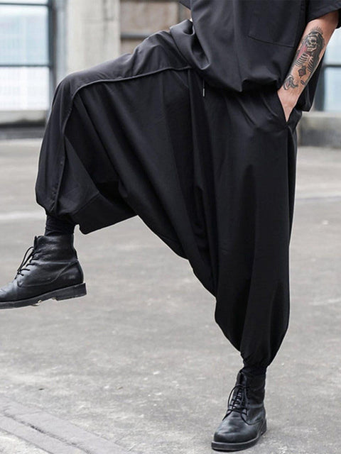 Dark Cross Crotch Oversized Pants - Anagoc