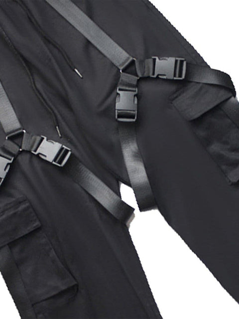 Combat Techwear Ribbons Buckle Cargo Pants - Anagoc