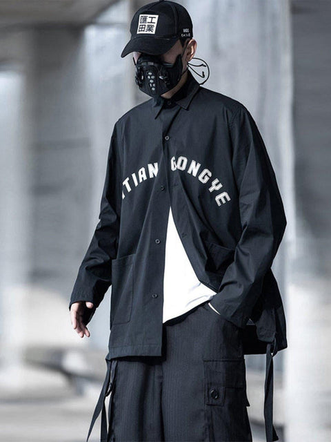 Functional Print Oversize Shirt - Anagoc