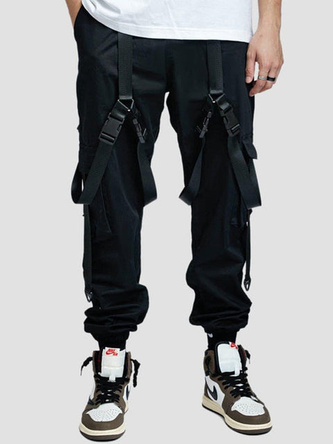 Combat Techwear Ribbons Buckle Cargo Pants - Anagoc