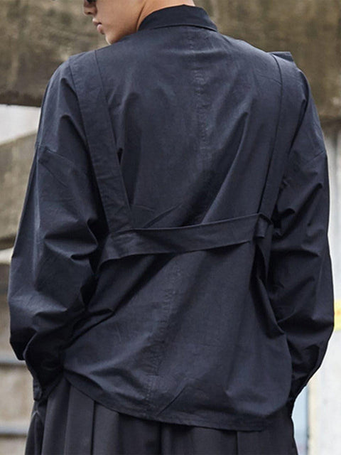 Dark Function Strap Oversized Long Sleeve Shirt - Anagoc