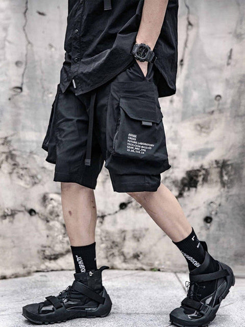 Dark Functional Big Pockets Nylon Shorts - Anagoc