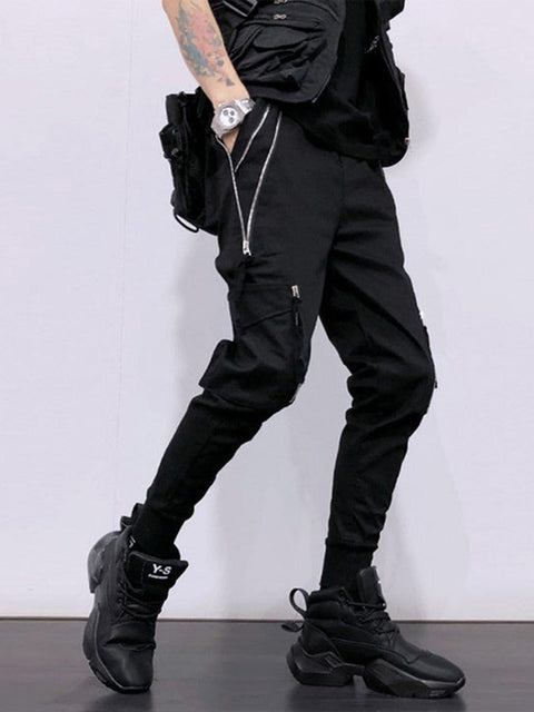Function Double Zipper Pockets Cargo Pants - Anagoc