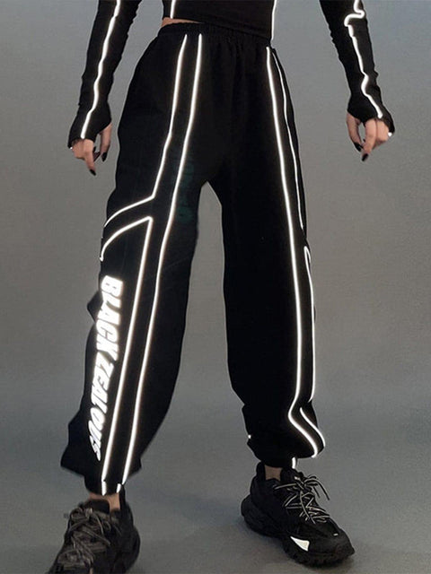 Reflective Letters Pants - Anagoc