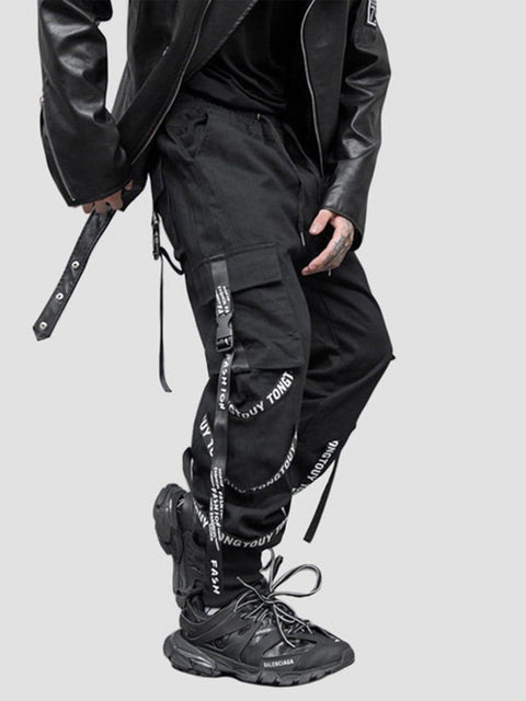 Combat Ribbons letter Cargo Pants - Anagoc