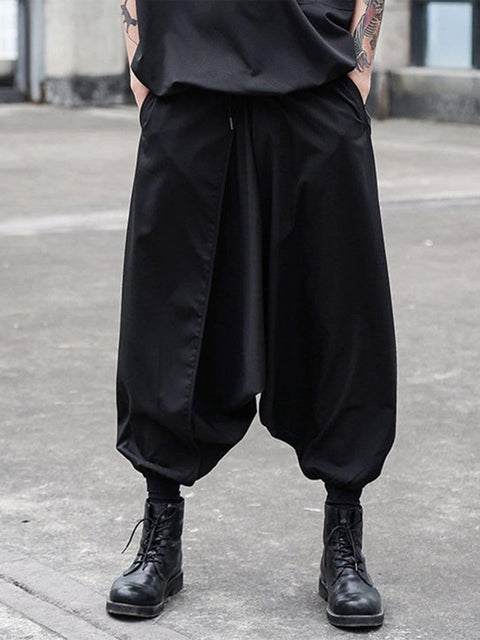 Dark Cross Crotch Oversized Pants - Anagoc