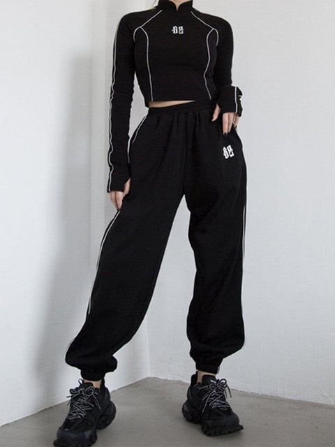 Cyberpunk Reflective Embroidery Long Sleeve T Shirt - Anagoc
