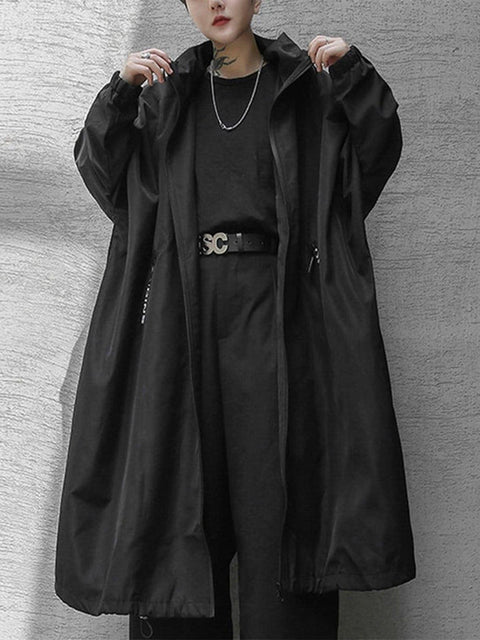 Dark Print Wizard Cloak Mid-length Oversized Jacket - Anagoc
