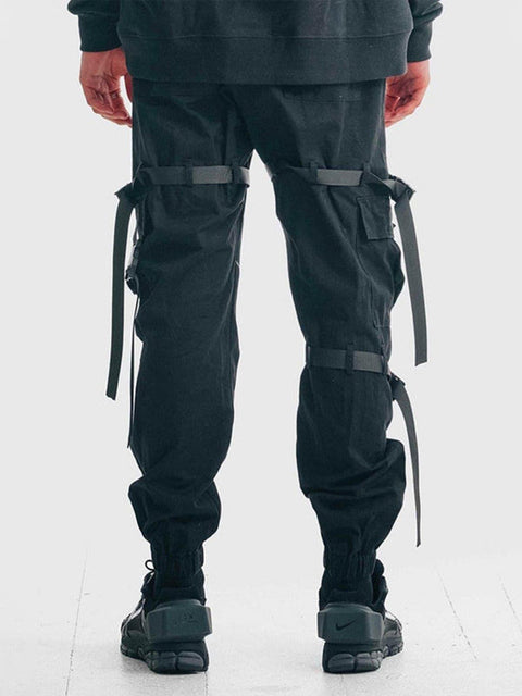 Techwear Multi Pockets Ribbons Cargo Pants - Anagoc