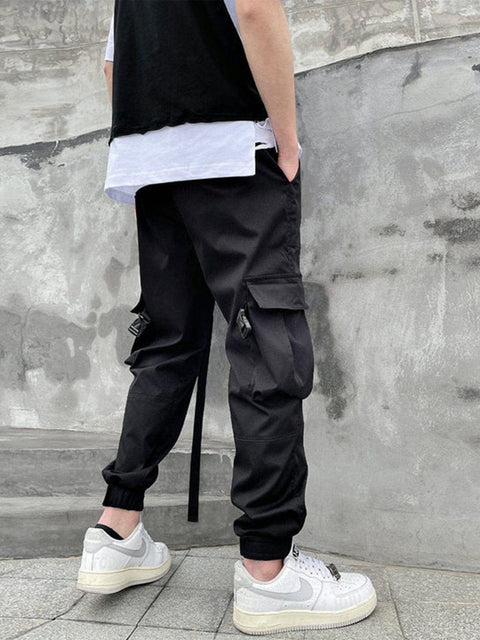 Ribbons Pockets Function Cargo Pants - Anagoc