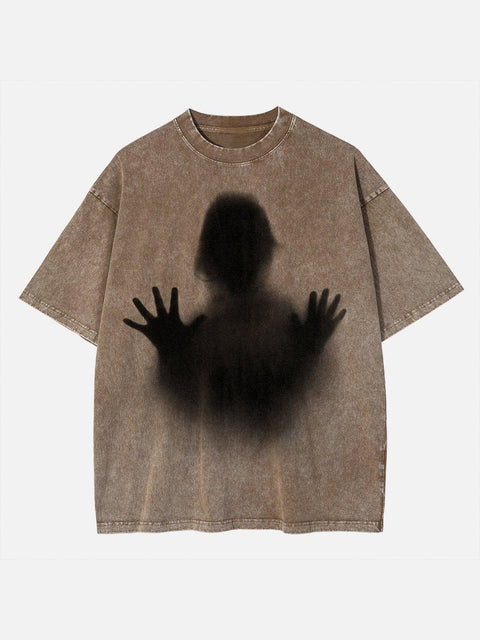Dark Shadow Portrait Graphic Washed Tee - Anagoc