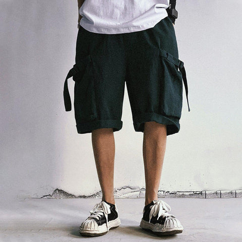 Drawstring Pocket Embroidery Shorts - Anagoc