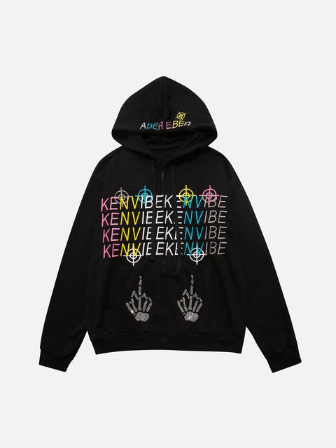 Embroidery Letters Hoodie - Anagoc